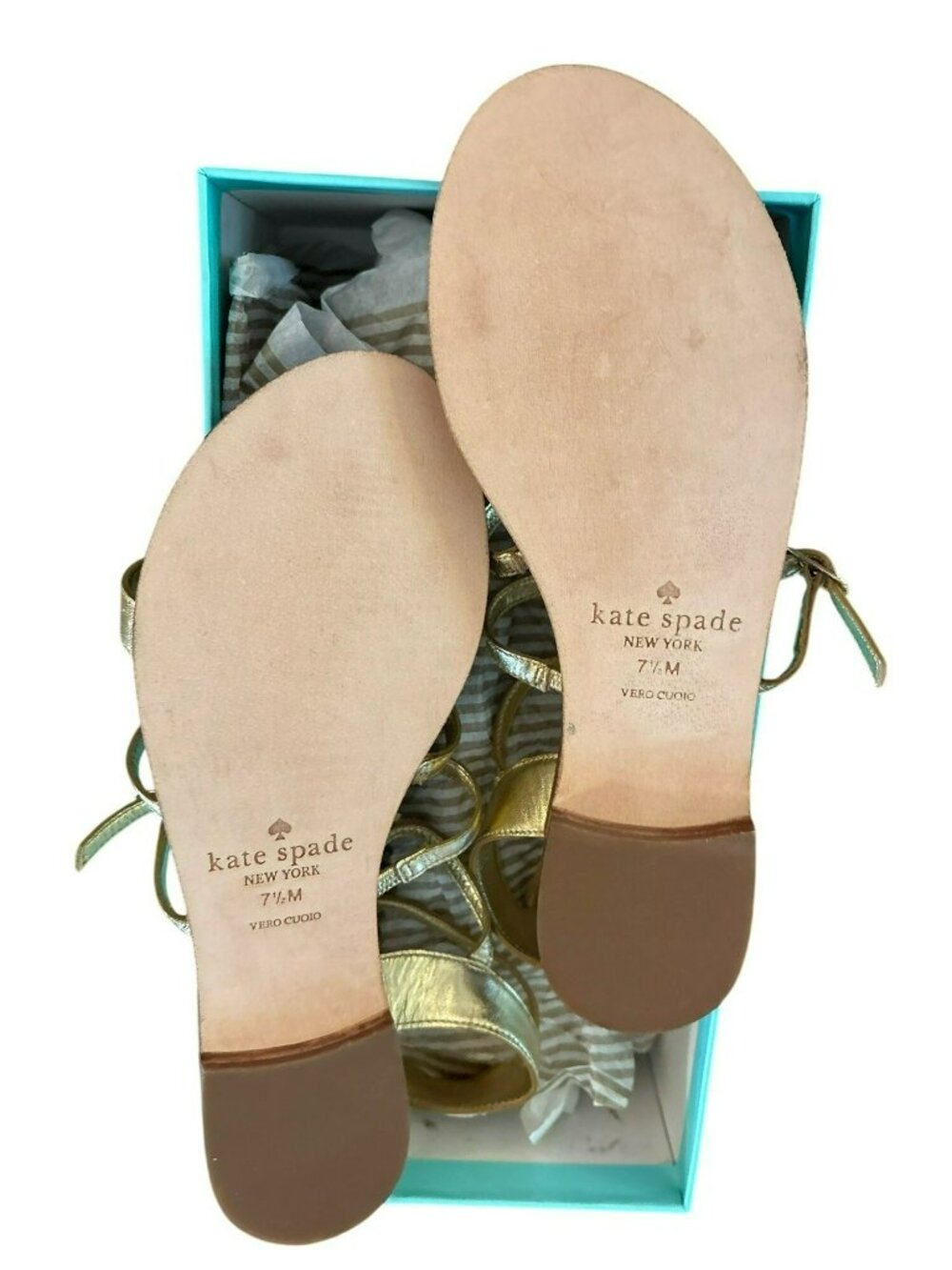 Kate Spade Sadia Metallic Napa Sandals Size 7.5 - Picture 3 of 10